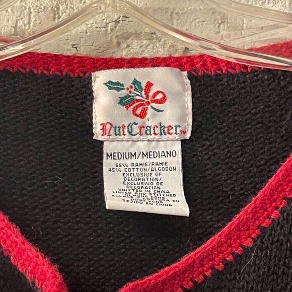 Vintage Nutcracker Embellished Cardigan Ugly Christmas Ornament Sweater Med - Picture 7 of 11